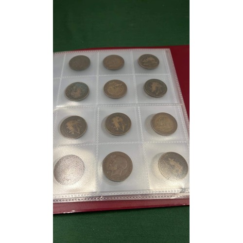 295 - FOLDER OF FARTHINGS , HALF PENNIES PLUS ONE PENNIES