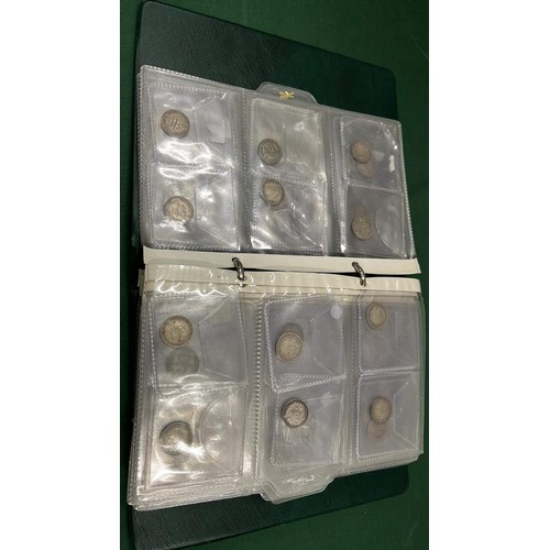 292 - GREEN FOLDER OF COINS INCLUDING SILVER