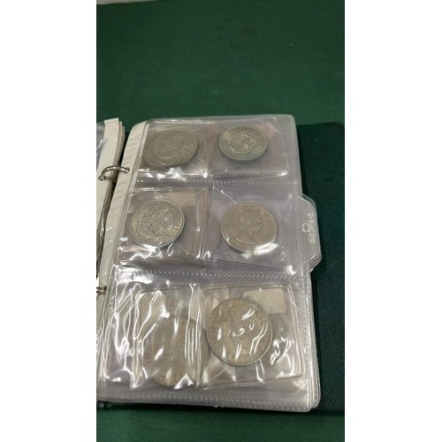 292 - GREEN FOLDER OF COINS INCLUDING SILVER