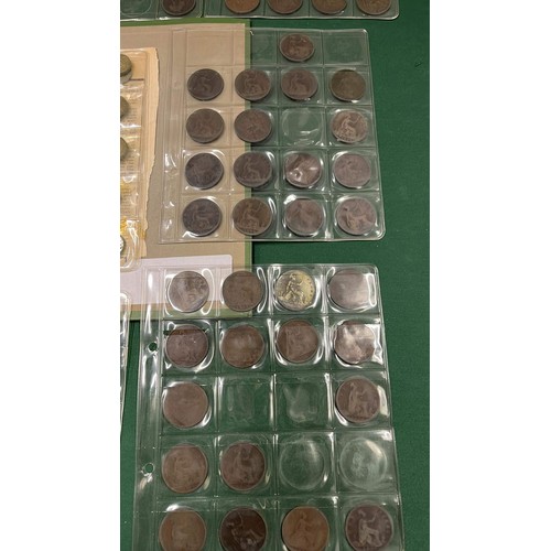 291 - MIXED COINS IN FOLDER WITH BUN HEAD PENNIES