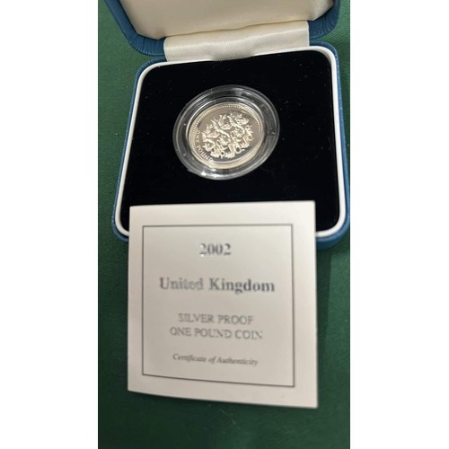 280 - 2002 SILVER PROOF  £1 COIN BOXED WITH COA