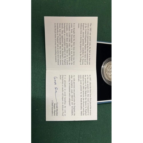 280 - 2002 SILVER PROOF  £1 COIN BOXED WITH COA