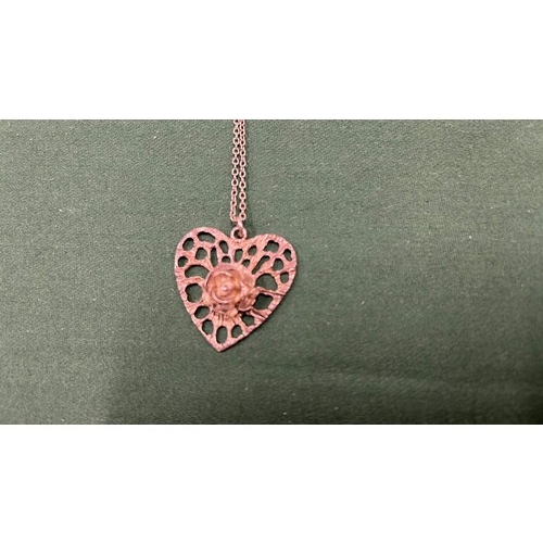 171 - SILVER HEART SHAPE PENDENT AND NECKLACE