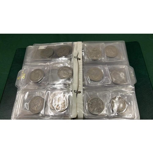 292 - GREEN FOLDER OF COINS INCLUDING SILVER