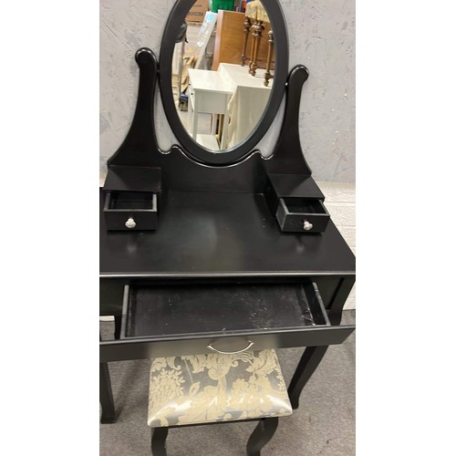 210 - BLACK DRESSING TABLE AND STOOL