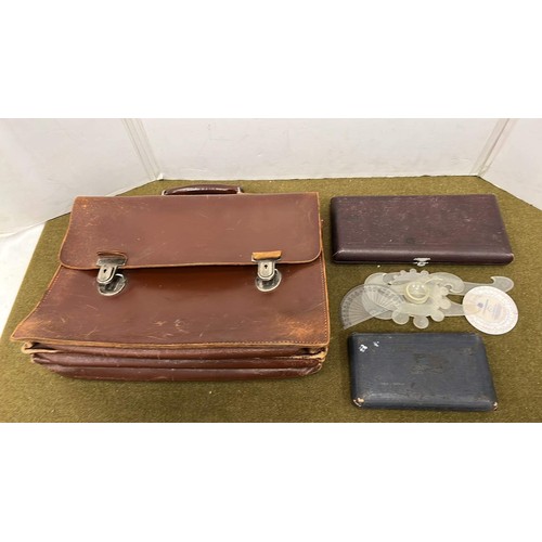 75 - TAN ANTLER CASE AND CASED DRAWING SETS