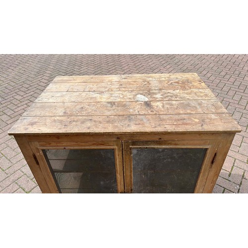 605 - EDWARDIAN PINE FRAMED MEAT / FOOD SAFE NEEDS WORK SEE ALL PICTURES