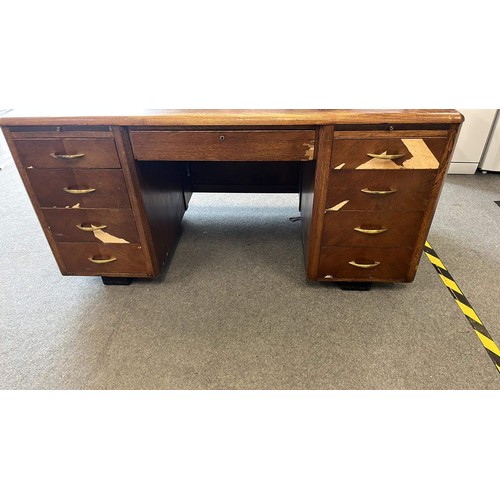 428 - ART DECO OAK OFFICE DESK SEE ALL PICTURES FOR CONDITION