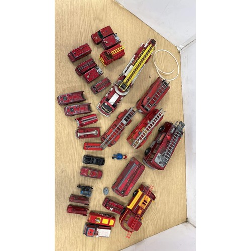 129 - PLAY WORN FIRE ENGINES MIXED MAKERS