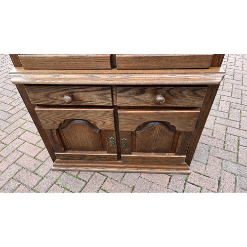 505 - OAK GLASS TOP DISPLAY CUPBOARD