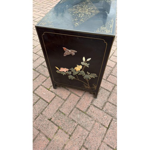 116 - ORIENTAL BLACK FINISH CUPBOARD