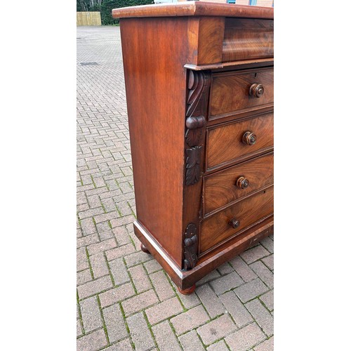 487 - VICTORIAN MAHOGANY FIVE DRAWER CHEST OF DRAWERS