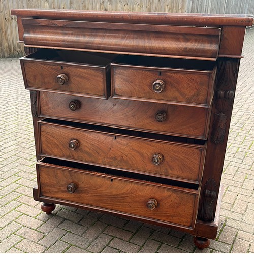 487 - VICTORIAN MAHOGANY FIVE DRAWER CHEST OF DRAWERS