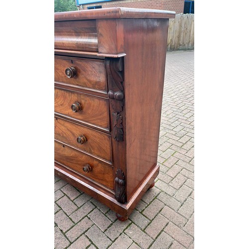 487 - VICTORIAN MAHOGANY FIVE DRAWER CHEST OF DRAWERS