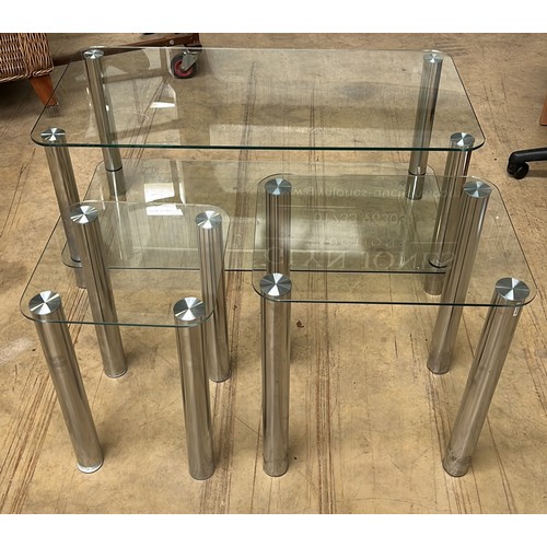 832 - THREE GLASS TABLES