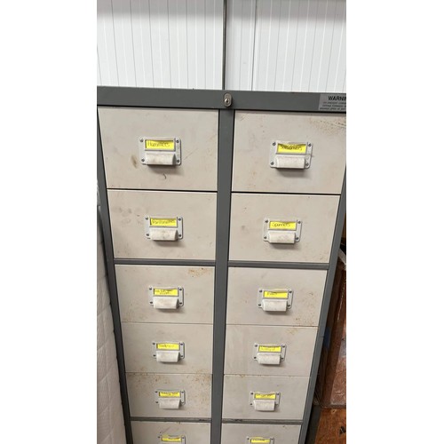 831 - METAL BANK OF DRAWERS