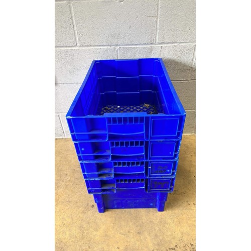 891 - FOUR BLUE STACKING STORAGE CRATES