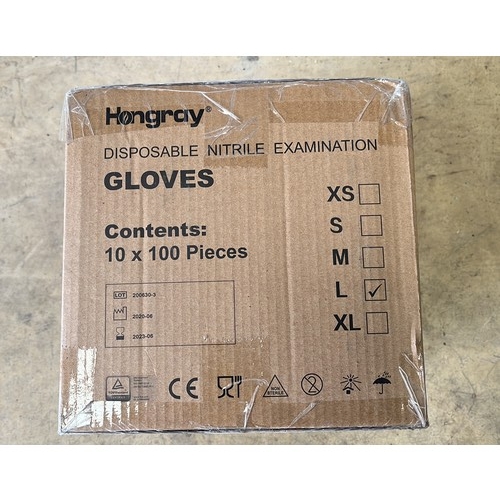 890 - BOX WITH 10 X 100PCS DISPOSABLE GLOVES SIZE L