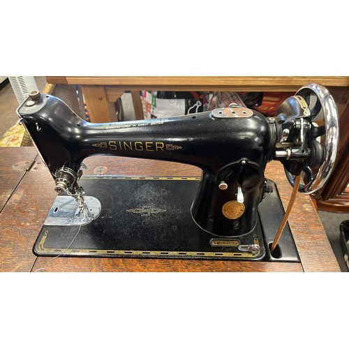 102 - OAK CASED SINGER SEWING MACHINE