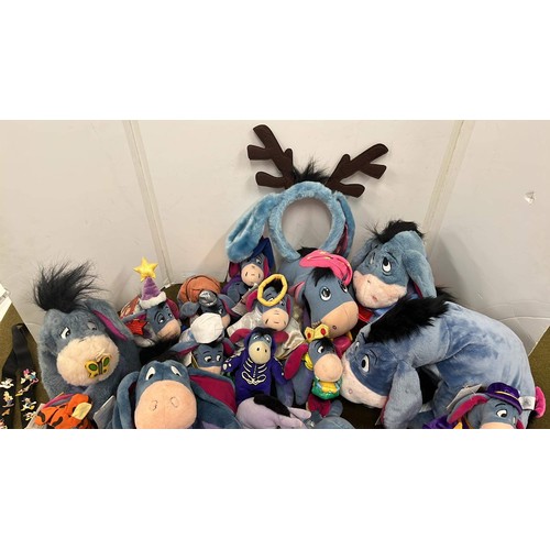 5 - COLLECTION OF EEYORE SOFT TOYS AND BADGES