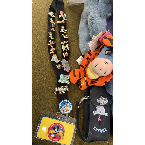 5 - COLLECTION OF EEYORE SOFT TOYS AND BADGES