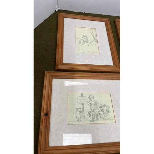 19 - FOUR PINE FRAMED WINNIE POO ART WORK