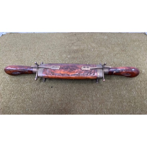 715 - WOODEN CASED MEAT CARVING SET