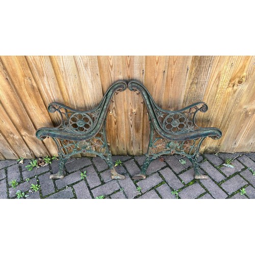 734 - PAIR OF METAL GARDEN BENCH ENDS