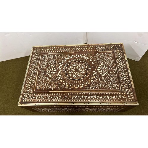 738 - LARGE INDIAN INLAID WOODEN JEWELLERY BOX