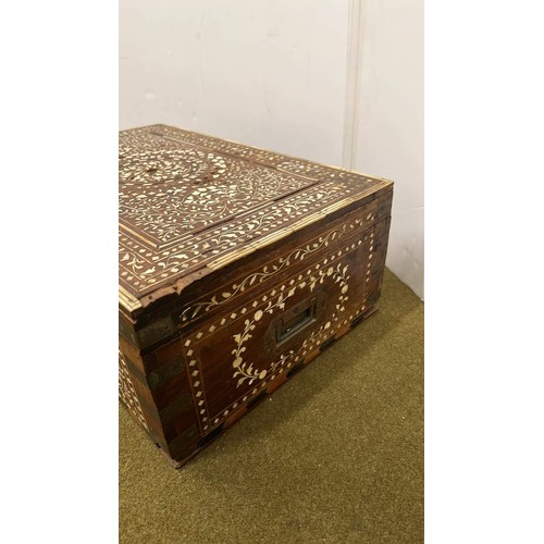 738 - LARGE INDIAN INLAID WOODEN JEWELLERY BOX