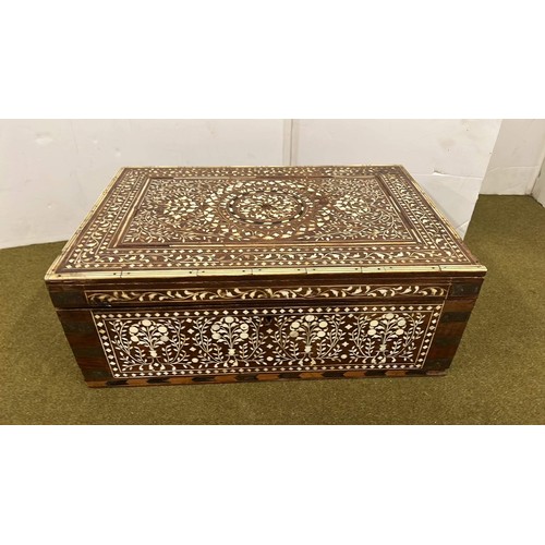 738 - LARGE INDIAN INLAID WOODEN JEWELLERY BOX