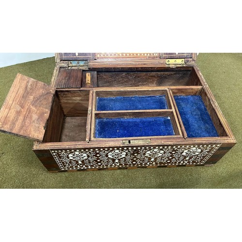 738 - LARGE INDIAN INLAID WOODEN JEWELLERY BOX