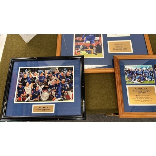 96 - THREE FRAMED CHELSEA FOOT BALL TEAM WARES