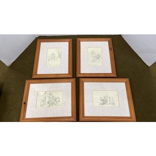 19 - FOUR PINE FRAMED WINNIE POO ART WORK