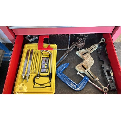 763 - RED TOOL STATION BY STACK-ON WITH ASSORTED MIXED TOOLS SEE ALL PICTURES /