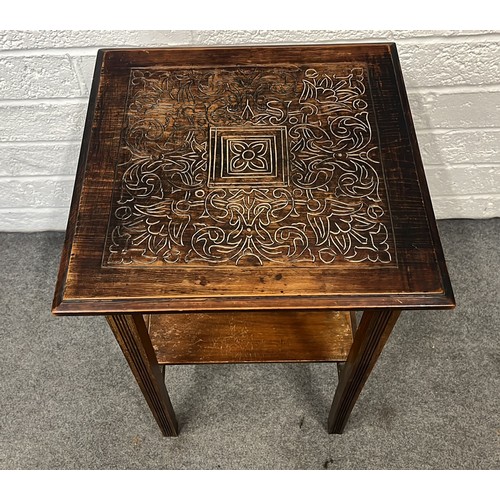 187 - SIDE TABLE WITH CARVED TOP