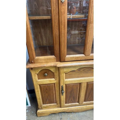 191 - GLASS TOP BUFFET HUTCH DRESSER