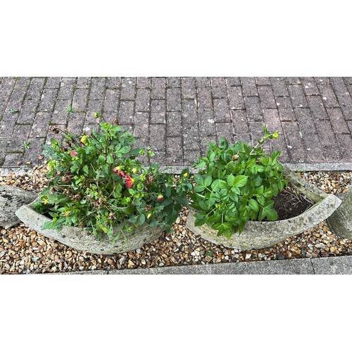 149 - TWO LARGE CORNER PLANTERS WITH FLOWERS