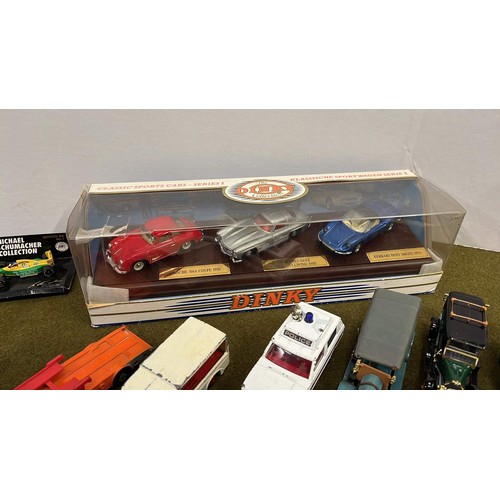 319 - QUANTITY OF PLAY WORN DINKY AND OTHER CARS AND TRUCKS