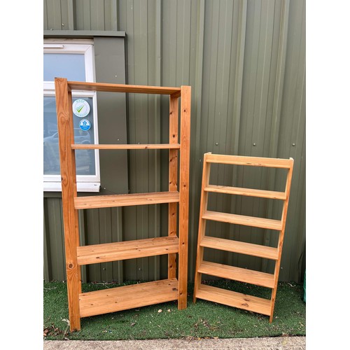 581 - TWO WOODEN STORAGE SHELFS