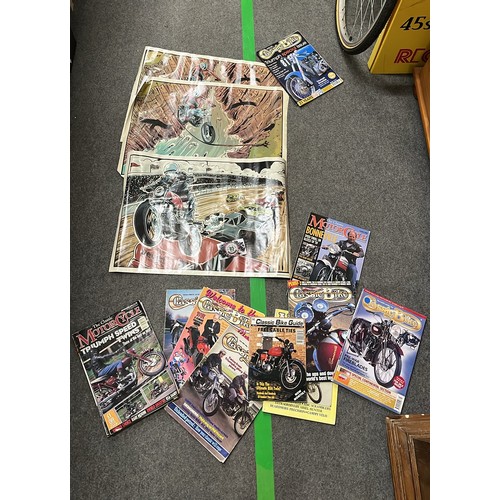 789 - Motorcycle magazines and Devitt posters