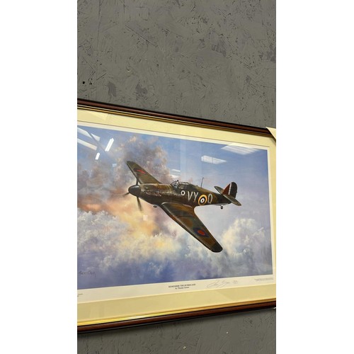 124 - LARGE HURRICANE PRINT BY THOMAS GOWER AND PRINT OF A LANCASTER