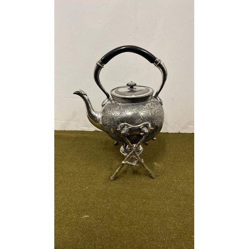 347 - TEA POT AND HEATER STAND