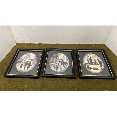 344 - THREE FRAMED BLACK SILHOUETTES SEE ALL PICTURES