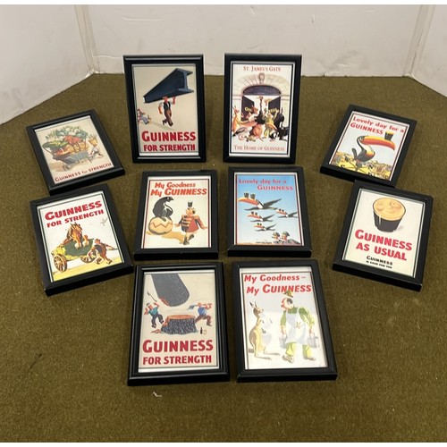 28 - TEN SMALL FRAMED GUINNESS ADVERTS