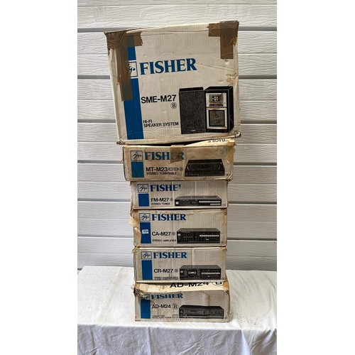 490 - SIX PART FISHER MUSIC SYSTEM BOXED HAS BEEN STORED AWAY SO IS UNCHECKED SEE ALL PICTURES FOR NUMBERS