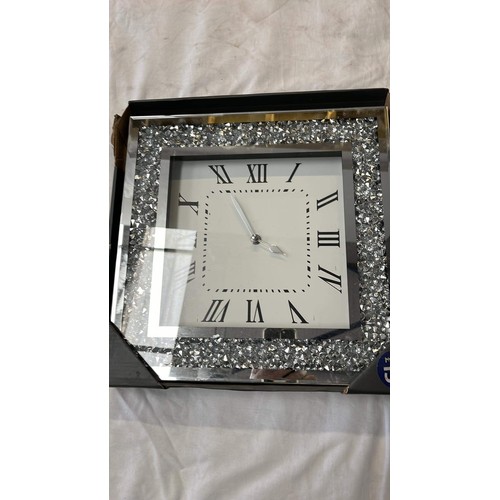 479 - BOXED CLOCK WITH CRYSTAL FINISH