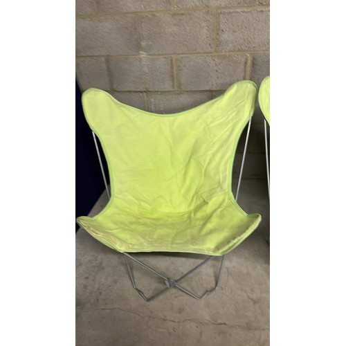 404 - TWO LIME FOLDING GARDEN CHAIRS