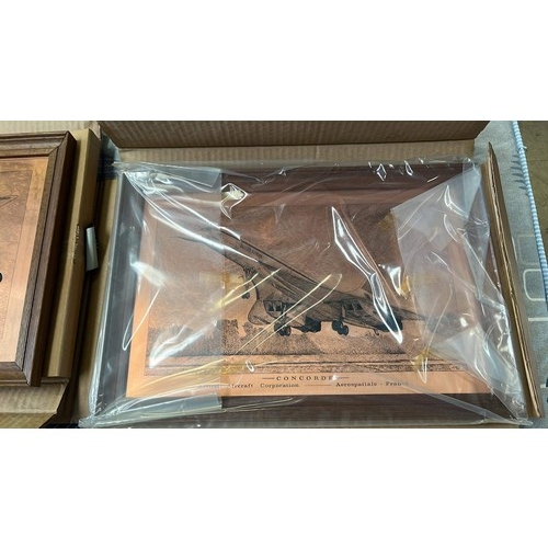 468 - FRAMED COPPER ART OF A HERCULES AND CONCORDE