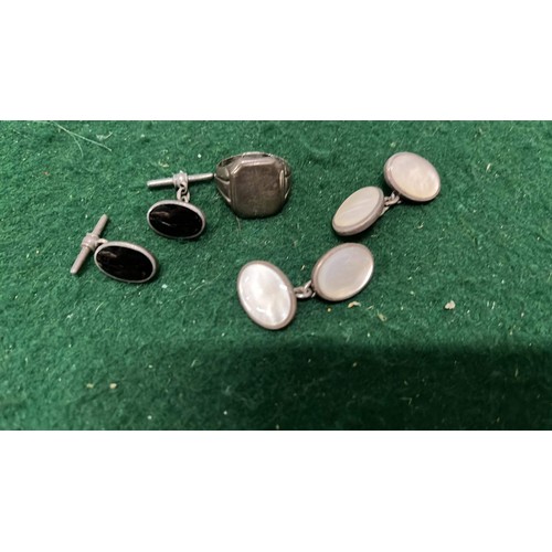 531 - 925 CUFFLINKS AND 835 SILVER RING